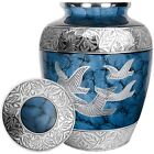 Heavenly Peace Dark Blue Wings Of Love Large Cremation Urn For Human Ashes   Bag