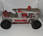 Vtg 1950 s Marx  5 Red And Silver Wind Up Tin Litho Tractor - Non-working Parts