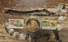 Acrylic Bicentennial Commemorative 1776-1976 Bronze Medal   Stamp Paperweight
