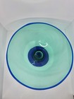 Vintage Blenko Glass  9476lp Footed Trumpet Vase Bowl Antique Green And Cobalt