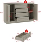Grey Sideboard Buffet Storage Cabinet With Adjustable Shelves  Carved Doors