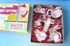        Rare Nos Lot Of Vtg 50s  Copper-tone Jello Mold Set   6 Easter Cookie Cutters