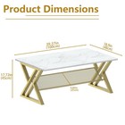 Coffee Table White And Gold Living Room Tables With Storage Shelf