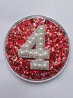 80mm Happy Birthday Holographic Red  Pink Mixed Glitter  Badge 21st 30th Any Age