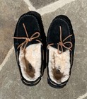 Ugg Dakota Women s Moccasin Slippers Black Suede Sheepskin Sz 8