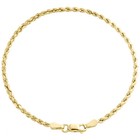 10k Yellow Gold 2mm Hollow Diamond Cut Rope Link Bracelet   Anklet 7 - 10 Inch