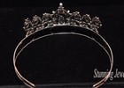Victorian Natural Rose Cut Diamond Sterling Silver Real Pearl Christmas Tiara
