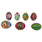 Ukrainian Pysanky Blown Easter Eggs Kistka Hand Dyed Painted Folk Art Lot Of 7