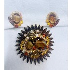 Juliana D e Sunburst Brooch   Matching Earrings     Chalk White topaz Book Set