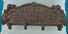 Vintage Cast Iron Sign Haircut And Shave 25   With Hooks