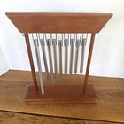 Vintage Teak Meditation Tranquility Wind Chime Instrument Mcm Table Desk Chimes