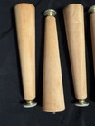 Vtg Round Tapered Mcm Wooden Table Legs With Swivel Lok Tips Set Of 6 Natural