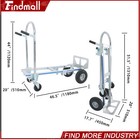 Findmall Aluminum Hand Truck 2 In 1 Folding Dolly Cart 1000 Lbs Capacity