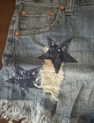 Almost Famous High Rise Blue Denim Cut Off Shorts Size 15 Sequin Stars