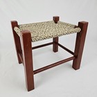 Arts   Crafts Footstool Stool Weaved Macrame Top Vintage Mission Primitive 