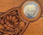 Superb  Hand Carved Silver Mounted Men s Cowboy Spur Straps By Tony Of Nevada
