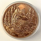 1 Oz  999 Copper Coin High Relief Round Wolf Animal Bullion Collectible Art 3d