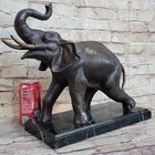 Signed Moigniez Male African Elephant W Trunk Up Bronze Sculpture Statue Artwork