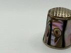 Antique Sewing Thimble W  Abalone Shell Panels   Metal Top