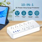 Us Power Strip Surge Protector 8 Ac Outlets 3 Usb Ports   Type C Port 4 Ft Cable
