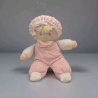 Eden 11  Plush Pink Thermal Baby Doll Blonde Bonnet Soft Toy Lovey
