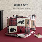  - Rustic Quilt Set  Cabin Lodge Christmas Bear Queen   Full Burgundy Black