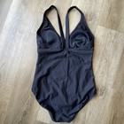 Speedo One Piece Swimsuit Women Sz 8 Black Embroidered Flower Padded Lined