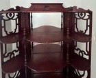Antique Vtg Mahogany Wood Victorian Chippendale Fretwork Curio Mirror Wall Shelf