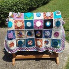 Crochet Granny Square 3d Flower Multi Color Blanket Afghan Throw 48  X  43 5 