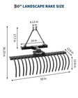 50   Landscape Rake  3 Point Hitch Tractor Rake Fit For Category-0 Cat-1 Tractor