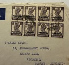 Pakistan India Classic Kgvi Airmail Cover High Value Block Of 8 Stamps Superb