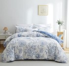  Floral Duvet Cover Set Size Cottagecore White Blue King White Blue Floral