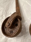2 Vintage Casters 1 3 4    X 4 1 2   - Cast Iron Industrial Wheels With Holes