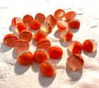 Am1321 Vintage Glass Cabochons 7mm Round Coral clear Unfoiled  24 