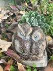 Handmade Concrete Owl Couple Figurine     Rustic Garden D  cor  Bird Lover Gift