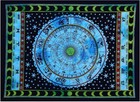Indian Wall Hanging Blue Black Zodiac Mandala Home Decor Cotton Queen Tapestry