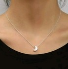 White Fire Moon Pendant Sterling Silver Chain Necklace Fast Free Shipping 