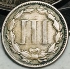 1865 Three Cent Nickel Piece 3c Civil War Date Ungraded Us Type Coin Cc28969