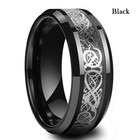 8mm Red Carbide Ring Carbon Fibre Black Celtic Dragon Men s Jewelry