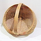 Bi-color Splint Oak Antique Buttocks Hand Crafted 13   Basket Bentwood Handle