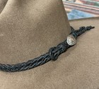 Handmade  Braided Deerskin Leather Western Bolo Hatband Sterling Silver Navajo