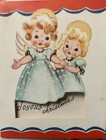 Vintage 1940s Unused Christmas Card Cute Little Girl Angels 2   x2      Die-cut