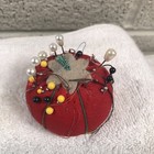 1960s Red Tomato Pin Cushion 3    Vintage With Pins