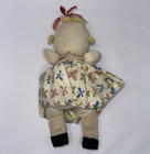 Vintage Primitive Folk-art Painted Face Felt Shoes Yarn Hair Handmade Sock Doll