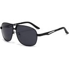 Women Sunglasses Oversized Polarized Black Metal Frame Gray Lens Fashion Eyewear