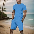 Men s Summer Outfit 2-piece Set Sweatsuit Short Sleeve T Shirts   Shorts Set Hot
