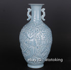 China Antique Qianlong Years Bean Green Glaze Kylin Sending Child Pattern Vase