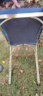 Beautiful Vintage Hollywood Regency Gold Style Vanity Bench Stool Blue Velvet