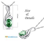 Real 925 Sterling Silver Created Emerald  Pendant Necklace Jewelry Gift For Her