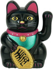 6 Inches Lucky Cat Waving Arm Waving Cats Maneki Neko Gift For Friends  black 